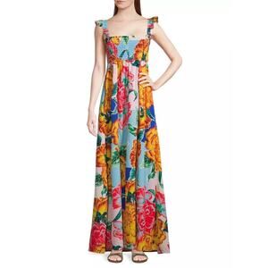 Agua Bendita Multicolor Fiorever Leandra Maxi Dress Size Medium NWT